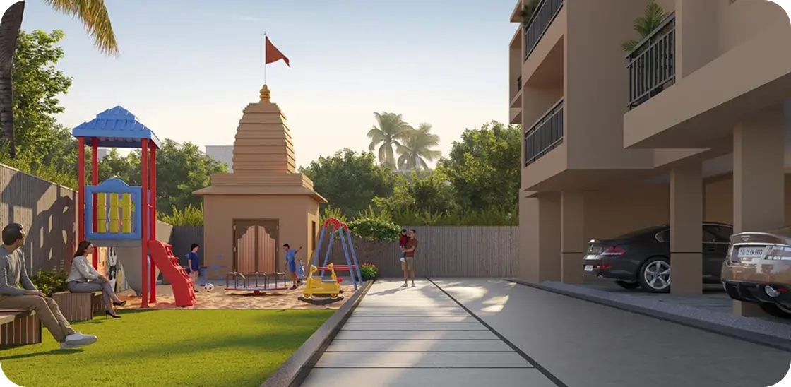 Modern apartment courtyard